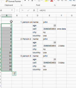 Increment cell values in excel